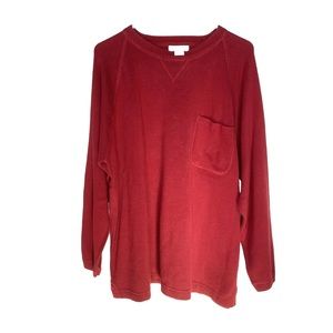 Eddie Bauer Pullover Sweater Women's XL Extra L Red 3/4 Sleeve Crewneck Thick
